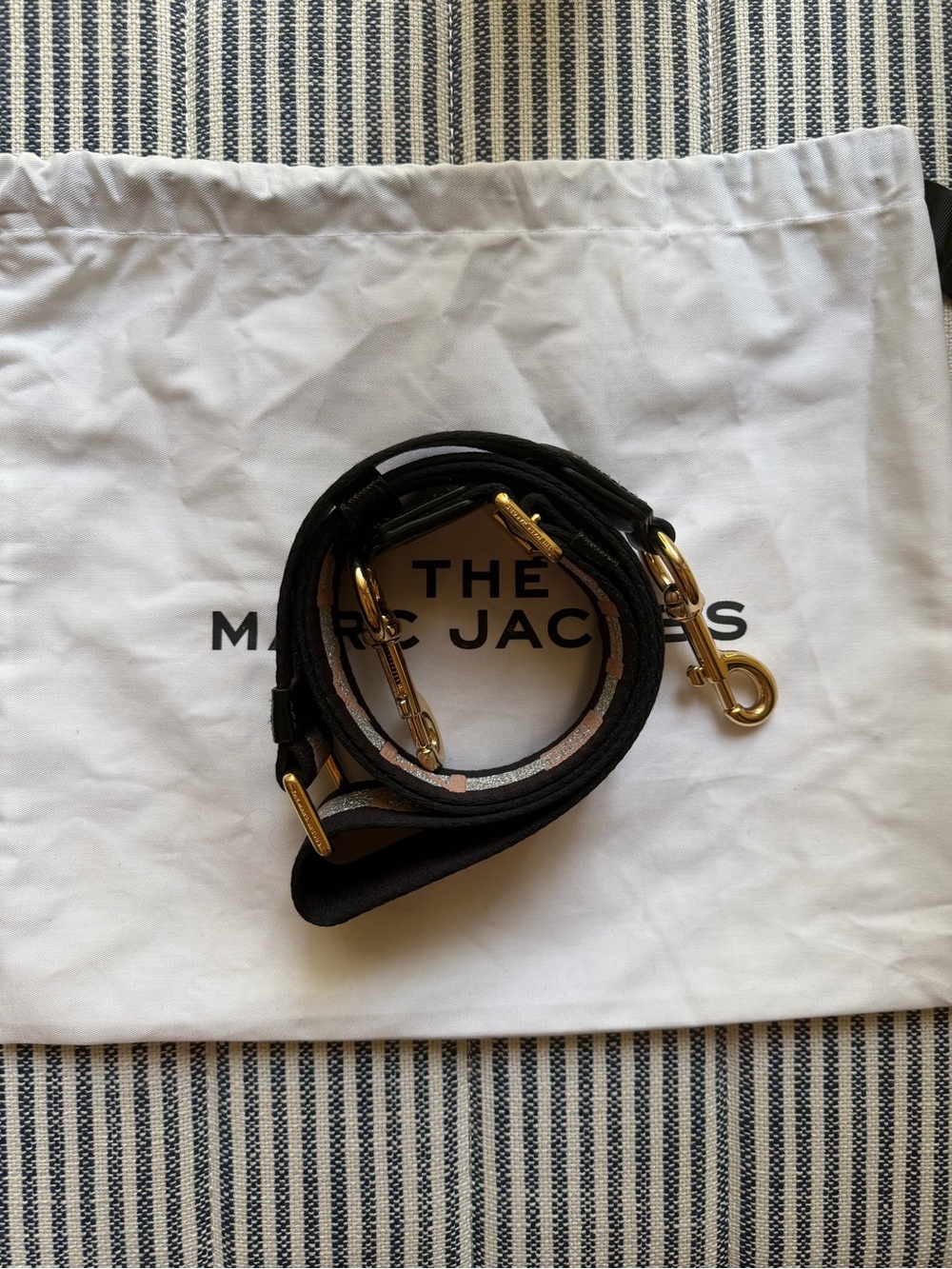 Marc Jacobs Black Strap with Gold Hardware Accent